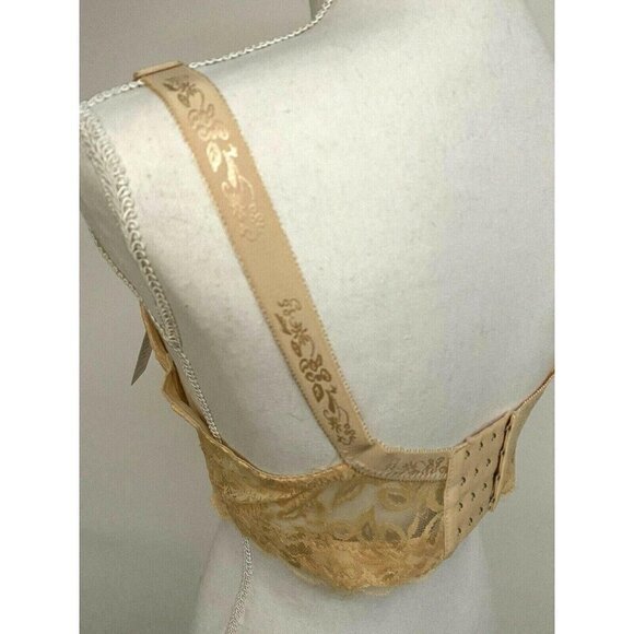 Womens Floral Lace Underwire Lightly Padded Peach Bra 38C New Adjustable - Picture 5 of 12